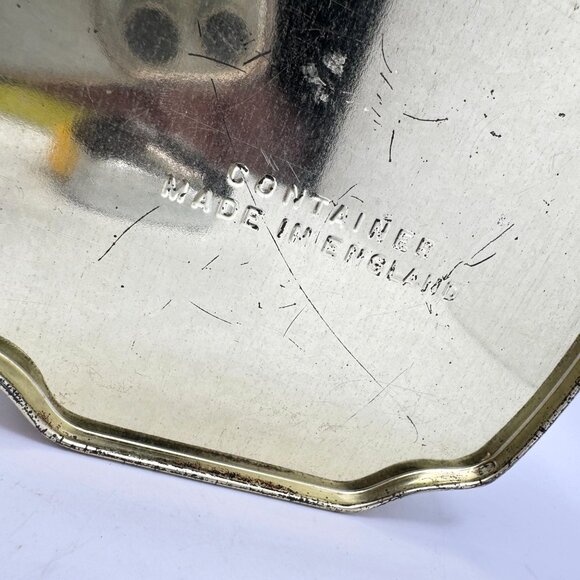 Embossed Vtg Floral Mosaic Treat Trinket Tin Hinged Lid Litho Design England - Picture 7 of 9